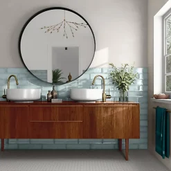 Carrelage Effet Zellige Bleu Clair NARA Glass Gloss 7,5x30cm - Les Carreaux de Jean