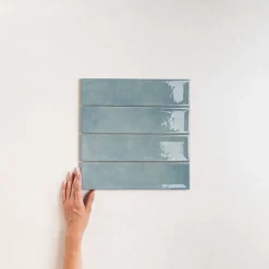 Carrelage Effet Zellige Bleu NARA Mar Gloss 7,5x30cm - Les Carreaux de Jean