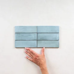 Carrelage Effet Zellige Bleu Ciel COLO Matt 5x15 Blue Grass - Les Carreaux de Jean