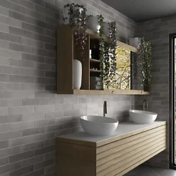 Carrelage Effet Zellige Gris ARGILE 6x24,6 Concrete - Les Carreaux de Jean