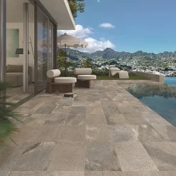 Carrelage extérieur antidérapant effet pierre naturelle 30x60 cm BALI Grafito