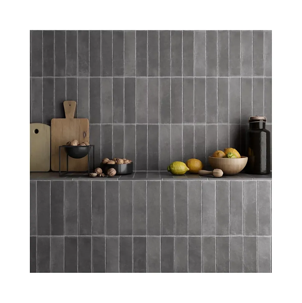 Carrelage grès cérame ARGILE 10x10 cm Gris Foncé, Anthracite - Mat - boîte de 0.6 m2
