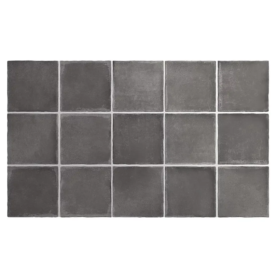 Carrelage grès cérame ARGILE 10x10 cm Gris Foncé, Anthracite - Mat - boîte de 0.6 m2