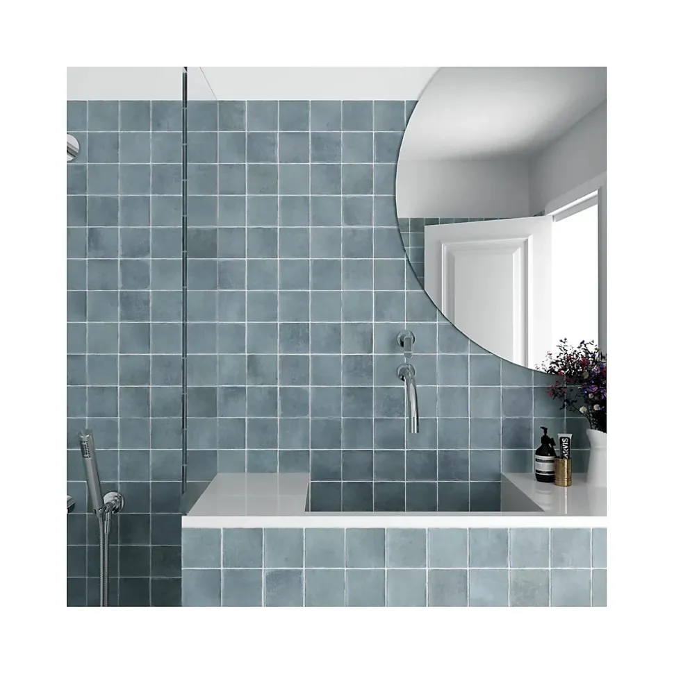 Carrelage grès cérame ARGILE 10x10 cm Bleu - Mat - boîte de 0.6 m2