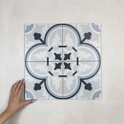 Carrelage Imitation Carreaux de Ciment LA MADELEINE 20x20 Flavie Bleu - Les Carreaux de Jean