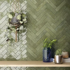 carrelage imitation zellige 6x24.6 cm sage green