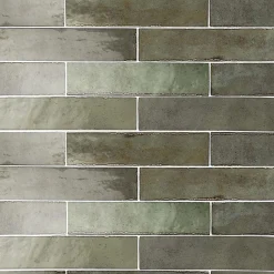 carrelage imitation zellige 6x24.6 cm sage green