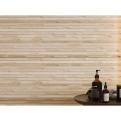 Carrelage mur faience effet bois à relief 40x120 cm WEWOOD CONCEPT CREMA