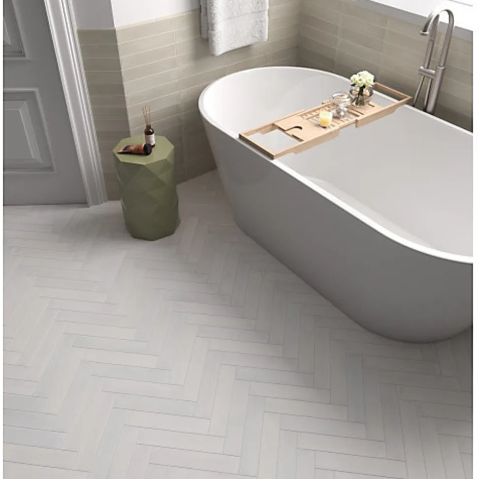 Carrelage mur faience forme navette 5x25 cm mate LANSE MINT