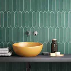 Carrelage mur faience forme navette 5x25 cm mate LANSE VIRIDIAN