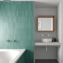 Carrelage mur faience forme navette 5x25 cm mate LANSE VIRIDIAN