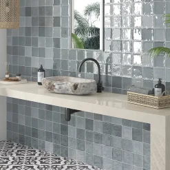 Carrelage mur intérieur/exterieur. Grès cérame Zellige Gris 12x12 cm x ép 8,3 mm