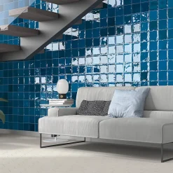 Carrelage mur intérieur/exterieur. Grès cérame Zellige Bleu 12x12 cm x ép 8,3 mm
