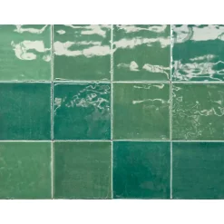 Carrelage mur intérieur/exterieur. Grès cérame Zellige Vert 12x12 cm x ép 8,3 mm
