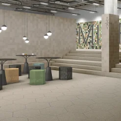 Carrelage sol / mur hexagonal effet terrazzo grand format marron 51,9x59,9 cm MICRA Hexagono Umbra