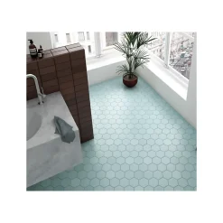 Carrelage sol / mur hexagonal uni bleu mate 11,6x10,1 cm KROMATIKA BLEU CLAIRE