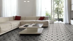 Carrelage sol et mur effet carreaux de ciment tons gris L.45 x l.45 cm x ép.9,5 mm, Mediterranea Menorca