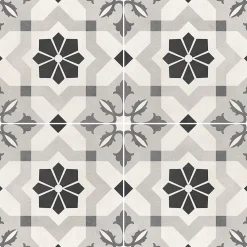 Carrelage sol et mur effet carreaux de ciment tons gris L.45 x l.45 cm x ép.9,5 mm, Mediterranea Menorca