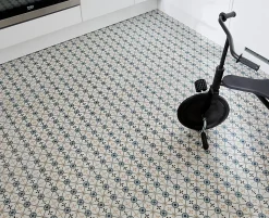 Carrelage sol et mur effet carreaux de ciment tons bleus et beiges L.45 x l.45 cm x ép.9,5 mm, Mediterranea Verona