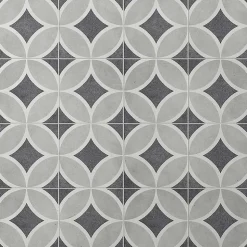 Carrelage sol et mur effet carreaux de ciment tons gris L.45 x l.45 cm x ép.9,5 mm, Mediterranea Toscana