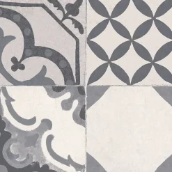 Carrelage sol et mur effet carreaux de ciment tons gris L.45 x l.45 cm x ép. 8,5 mm, Delicati
