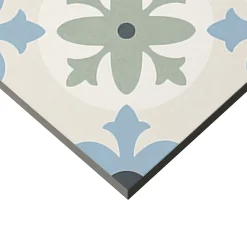 Carrelage sol et mur effet carreaux de ciment tons bleus et verts L.45 x l.45 cm x ép.9,5 mm, Mediterranea Javea