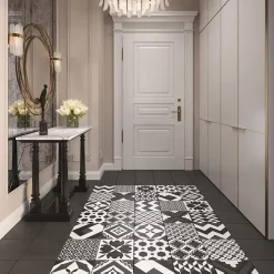 Carrelage sol et mur intérieur effet carreaux de ciment noirs et blancs L.20 x l.20 cm x ép.7,4 mm, Glamour Slate Mix