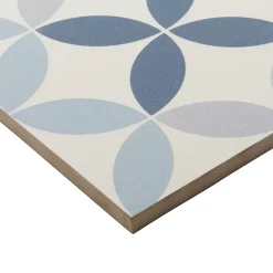 Carrelage sol et mur intérieur Hydrolic effet carreau de ciment décor cercle bleu L. 20 x l. 20 x Ep. 1 cm Colours