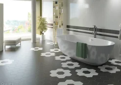 Carrelage sol et mur intérieur hexagonal uni blanc mat L.20 x l.17,5 cm x ép.8 mm, Hexa