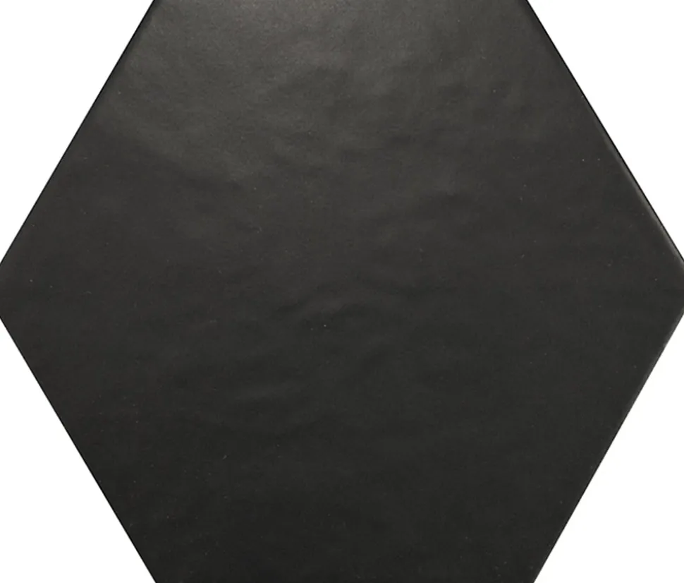 Carrelage sol et mur intérieur hexagonal uni noir mat L.20 x l.17,5 cm x ép.8 mm, Hexa