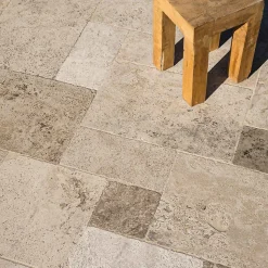 Carrelage Travertin Rustique Nuancé Opus 4 x1,2 cm - Intérieur et Extérieur (lot de 1,48 m² soit 2 paquets) - RO'MA NATURE
