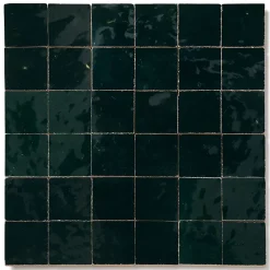 Carrelage Zellige Marocain Bleu Océan 5x5 cm (vendu par plaque de 30x30 cm soit 0,09 m²) - RO'MA NATURE