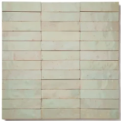 Carrelage Zellige Marocain Vert Tilleul 2,5x10 cm (vendu par plaque de 30x30 cm soit 0,09 m²) - RO'MA NATURE