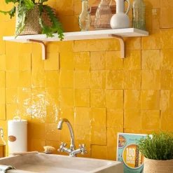 Carrelage Zellige Marocain Jaune Moutarde 10x10 cm (vendu par 1 m²) - RO'MA NATURE