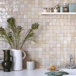 Carrelage Zellige Marocain Gris Beige 5x5 cm (vendu par plaque de 30x30 cm soit 0,09 m²) - RO'MA NATURE
