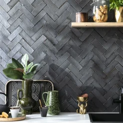 Carrelage Zellige Marocain Noir Carbone 5x15 cm (vendu par 1 m²) - RO'MA NATURE