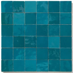 Carrelage Zellige Marocain Bleu Turquoise 5x5 cm (vendu par plaque de 30x30 cm soit 0,09 m²) - RO'MA NATURE