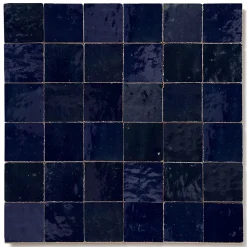 Carrelage Zellige Marocain Bleu Nuit 5x5 cm (vendu par plaque de 30x30 cm soit 0,09 m²) - RO'MA NATURE