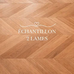 ÉCHANTILLON - Parquet massif chêne français, Point de Hongrie , Chevron taille 600x120x15 mm, Teinte bois naturel - DILECI