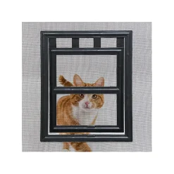 Chatière de moustiquaire de Porte ou Baie Vitrée H25 cm x L20 cm Noir