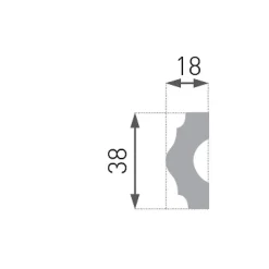 Cimaise décorative - Modèle arrondi - Polystyrène - 200x1,8x3,8 cm