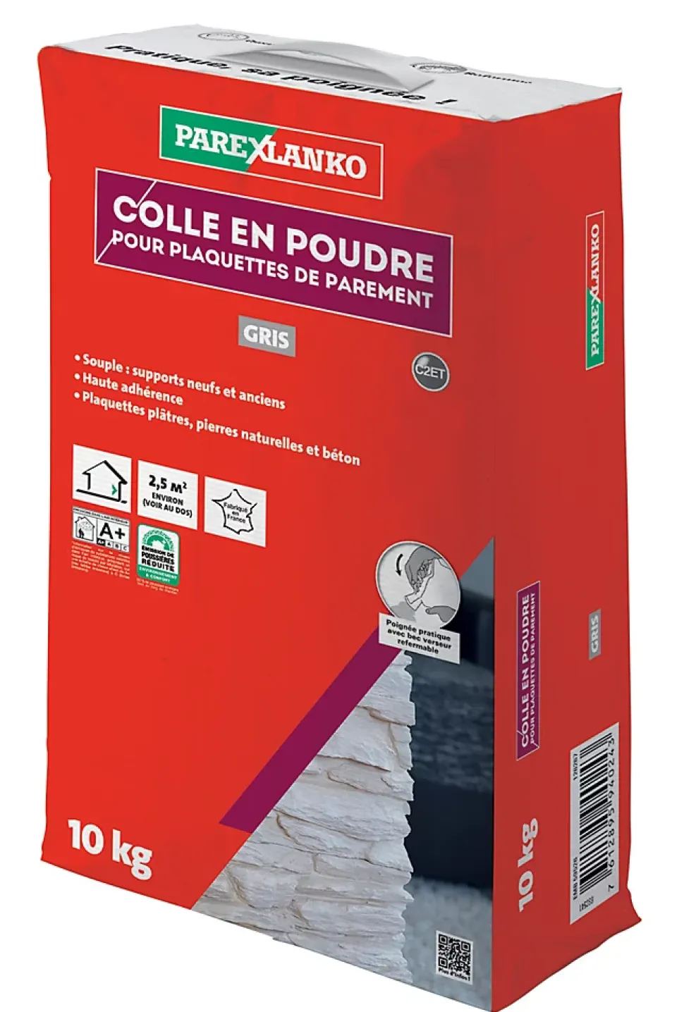 Colle pour plaquettes de parement intérieur gris Parexlanko poudre 10kg