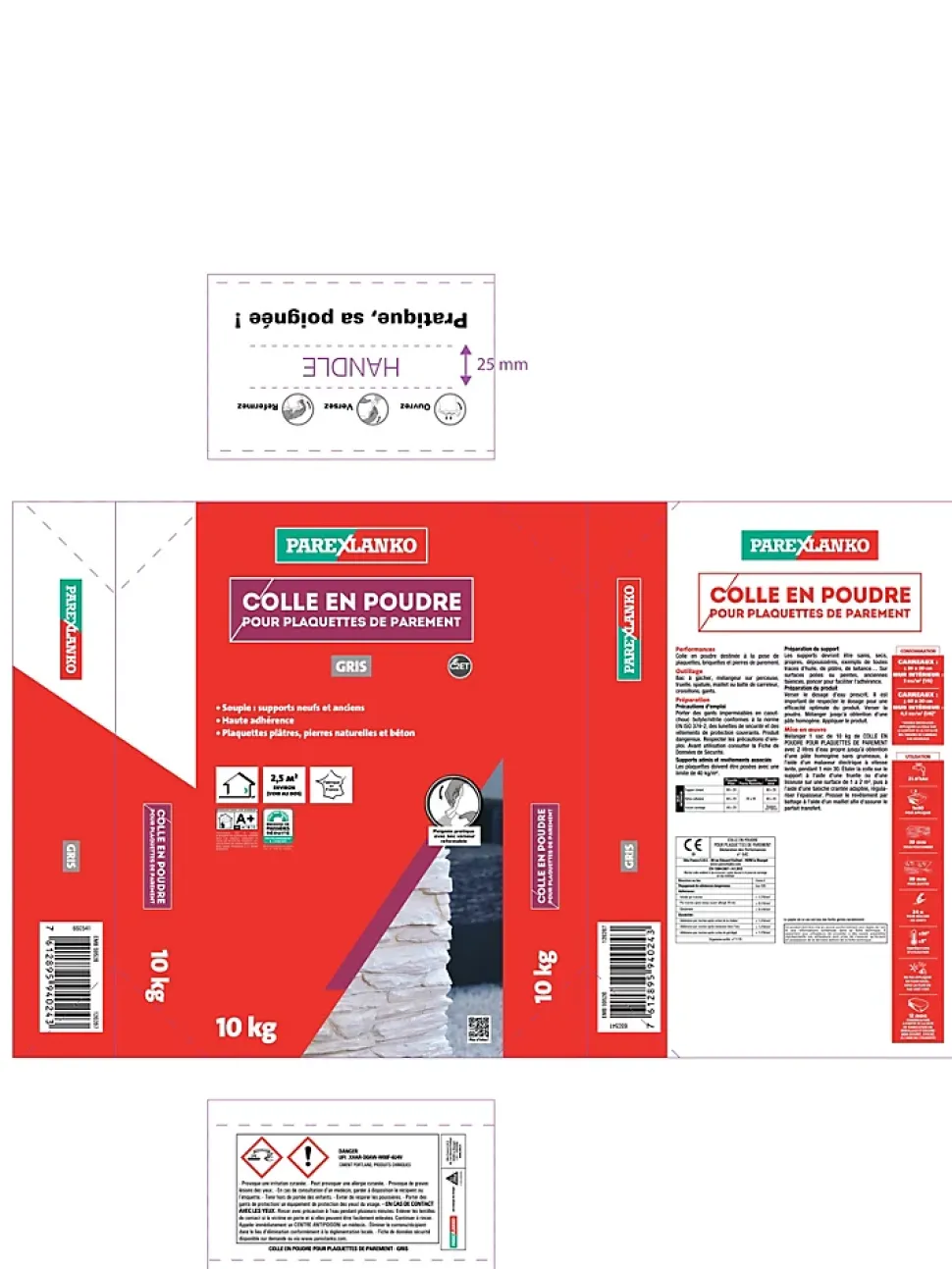 Colle pour plaquettes de parement intérieur gris Parexlanko poudre 10kg