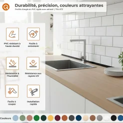 Corniere d'angle interieur PVC 20x10mm QUEST Autocollante, 100 cm, blanc