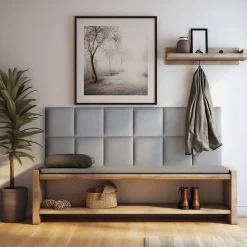 Coussin mural tissu gris - 30 x 30