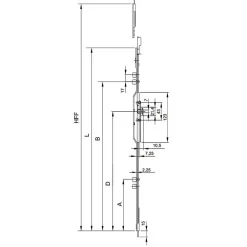 Crémone F7,5 ajustable L 1479mm côte D 980mm 2 galets - FERCO - G-20461-10-0-1