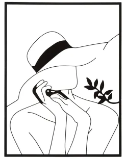 Déco murale en métal noir pour femme avec chapeau 60x1x80 cm