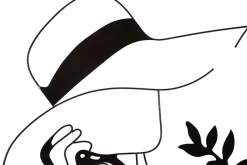 Déco murale en métal noir pour femme avec chapeau 60x1x80 cm
