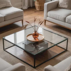 Dessus de table en verre trempé Wallfluent 50x50 cm Transparent