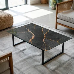 Dessus de table en verre trempé Wallfluent 120x80 cm Motif marbré avec veines